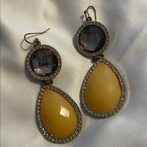 Elegant Yellow and Silver Drop Earrings